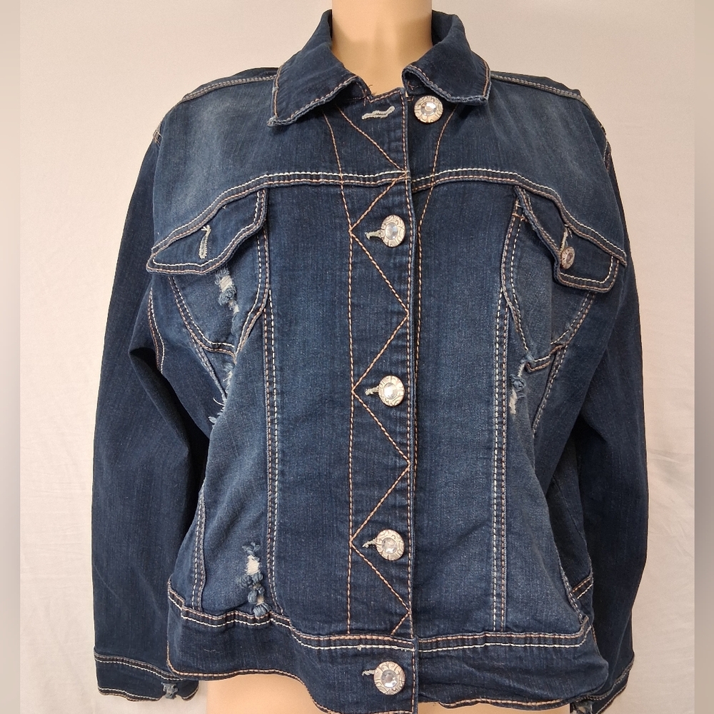 Amethyst Jeans Dark Blue Denim Jacket Size 2X - Picture 6 of 16